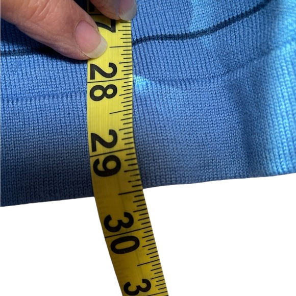 BANANA REPUBLIC Merino Wool Sweater Blue/Navy Stripe V-Neck Preppy Classic XL - Picture 4 of 6